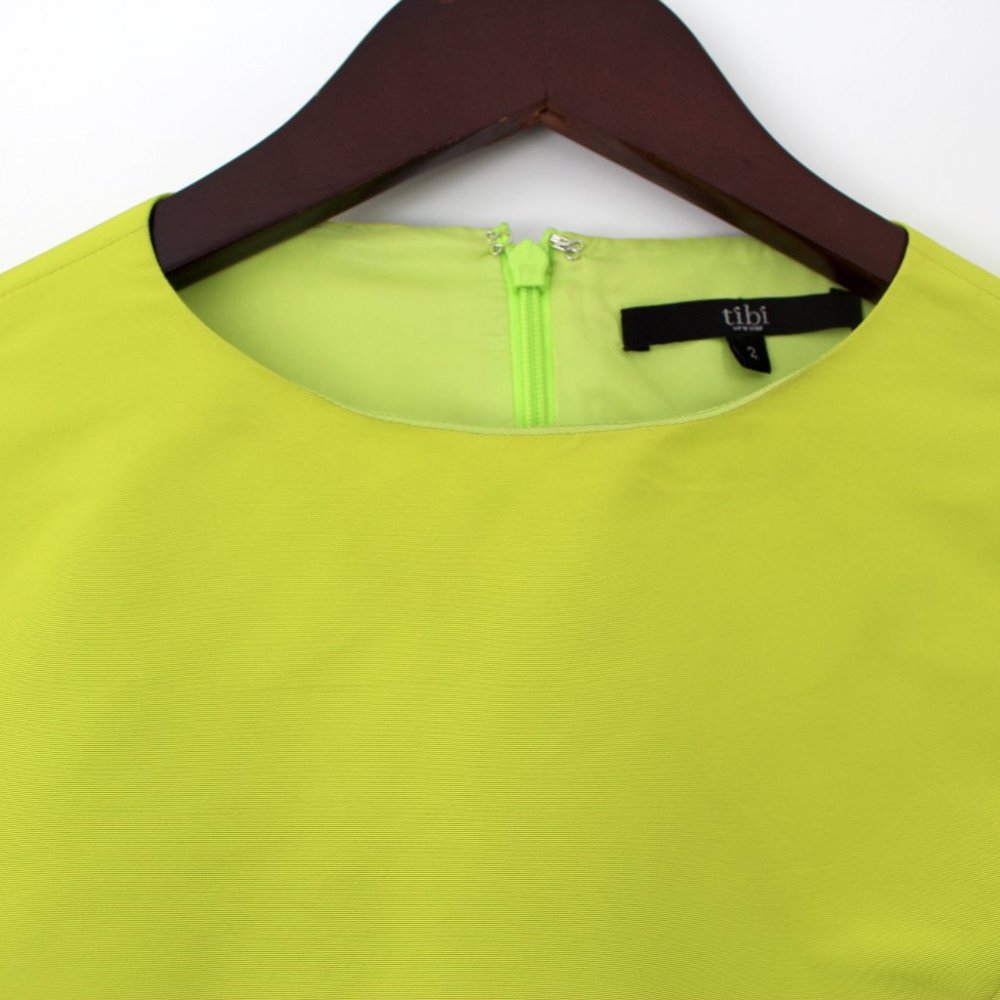 Tibi Lime Green Faille Peplum Shell - image 6